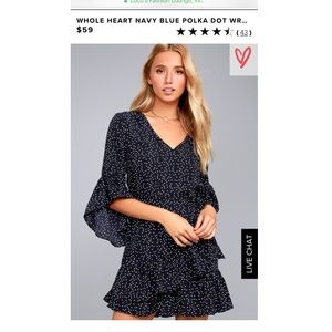 Navy Blue Polka Dot Wrap Dress